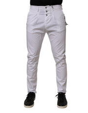 Daniele Alessandrini White Cotton Stretch Slim Fit Denim Jeans