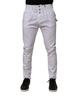Daniele Alessandrini White Cotton Stretch Slim Fit Denim Jeans