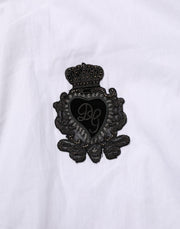 Dolce & Gabbana White Cotton MARTINI DG Patch Dress Shirt