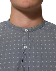 AGLINI Gray Polka Dot Cotton Button Down Long Sleeves Shirt