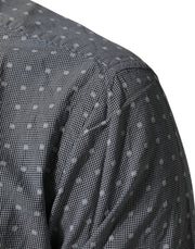 AGLINI Gray Polka Dot Cotton Button Down Long Sleeves Shirt