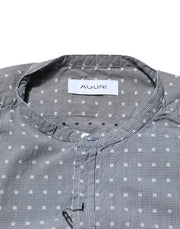 AGLINI Gray Polka Dot Cotton Button Down Long Sleeves Shirt