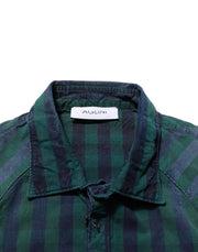 AGLINI Green Checkered Cotton Button Down Long Sleeves Shirt