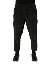Dondup Black Mid Waist Cropped Corduroy Men Trouser Pants