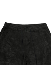 Dondup Black Mid Waist Cropped Corduroy Men Trouser Pants