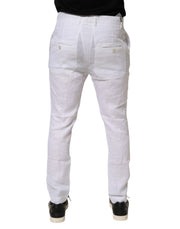 Daniele Alessandrini White Linen Formal Dress Trouser Pants