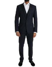 Dolce & Gabbana Blue Wool MARTINI 1 Button Men 3 Piece Suit