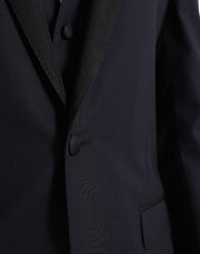 Dolce & Gabbana Blue Wool MARTINI 1 Button Men 3 Piece Suit