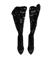 Dolce & Gabbana Black Pumps Taormina Lace Socks Boots Shoes
