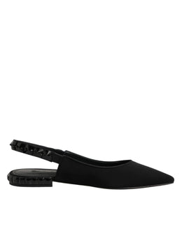 Dolce & Gabbana Black Crystal Charmeuse Slingback Shoes