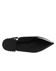 Dolce & Gabbana Black Crystal Charmeuse Slingback Shoes