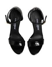 Dolce & Gabbana Black Leather Platform Keira Sandals Shoes