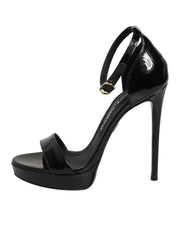 Dolce & Gabbana Black Leather Platform Keira Sandals Shoes