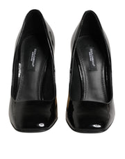 Dolce & Gabbana Black Gold Patent Leather Logo Heels Pumps Shoes