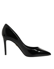 Dolce & Gabbana Black Leather Stiletto Heels Pumps Shoes