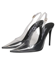 Dolce & Gabbana Black Leather Clear PVC Slingback Pumps Shoes
