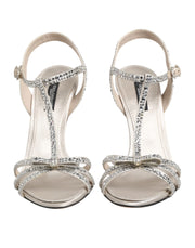 Dolce & Gabbana Silver Strass Ankle Strap Heels Sandals Shoes