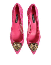 Dolce & Gabbana Pink Taormina Lace DEVOTION Pumps Shoes