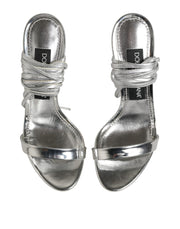 Dolce & Gabbana Silver Strappy High Heels Sandals Shoes