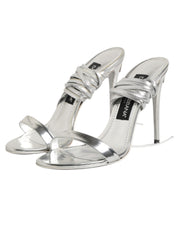 Dolce & Gabbana Silver Strappy High Heels Sandals Shoes