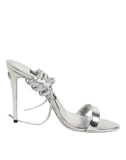 Dolce & Gabbana Silver Strappy High Heels Sandals Shoes