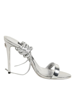 Dolce & Gabbana Silver Strappy High Heels Sandals Shoes