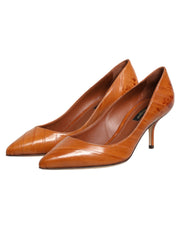 Dolce & Gabbana Brown Leather Kitten Heels Pumps Shoes