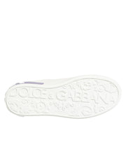 Dolce & Gabbana White Purple Leather Casual Sneakers Shoes