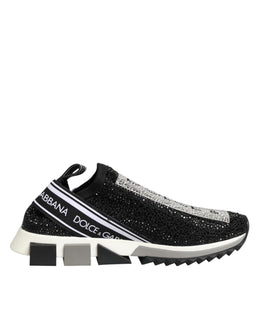 Dolce & Gabbana Black Silver Slip On Sorrento Sneakers Shoes