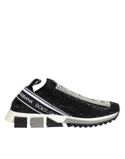 Dolce & Gabbana Black Silver Slip On Sorrento Sneakers Shoes