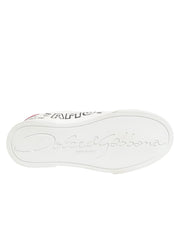 Dolce & Gabbana White Leather Graffiti Low Top Sneakers Shoes