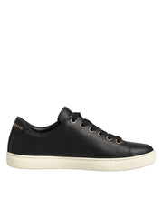 Dolce & Gabbana Black Leather Sacred Heart Sneakers Shoes