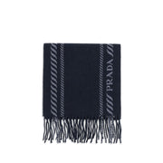 Prada Blue Fleece Wool Scarf