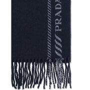 Prada Blue Fleece Wool Scarf