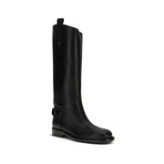 Burberry Black Calf Leather Bos Taurus Flat Boots
