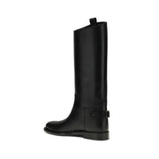 Burberry Black Calf Leather Bos Taurus Flat Boots
