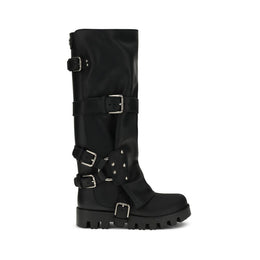 Dolce & Gabbana Black Calf Leather Bos Taurus Lace-Up Boots