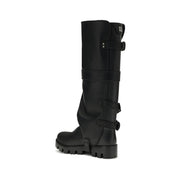 Dolce & Gabbana Black Calf Leather Bos Taurus Lace-Up Boots