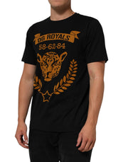 Dolce & Gabbana Black DG Royals Cotton Crew Neck Men T-shirt