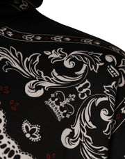 Dolce & Gabbana Black Bandana Print Crown Logo Cotton Hoodie Sweater