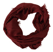 Dolce & Gabbana Red DG Crown Cashmere Silk Shawl Fringe Wrap Scarf