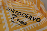 Dolce & Gabbana Yellow White Silk Striped Square Wrap Scarf