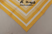Dolce & Gabbana Yellow White Silk Striped Square Wrap Scarf
