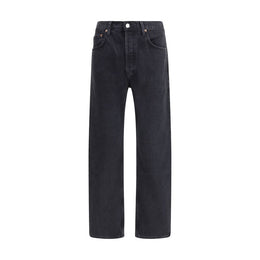 Agolde Black Cotton Straight-Leg Jeans