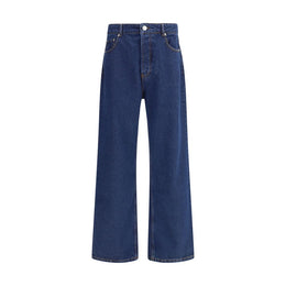 Ami Paris Blue Cotton Straight-Leg Jeans