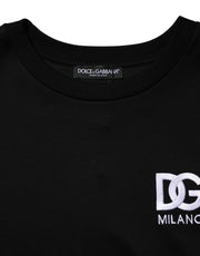 Dolce & Gabbana Black Cotton DG Logo Embroidery Top  T-shirt