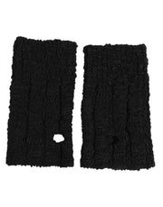 Dolce & Gabbana Black Virgin Wool Knitted Fingerless Men Gloves