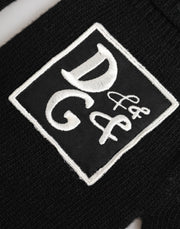 Dolce & Gabbana Black Virgin Wool Knit Hands Mitten Men Gloves