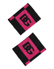 Dolce & Gabbana Black Pink DG Logo Cashmere 1 Pair Wristband