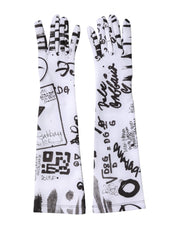 Dolce & Gabbana Black White DG Logo Elbow Length Mitten Gloves